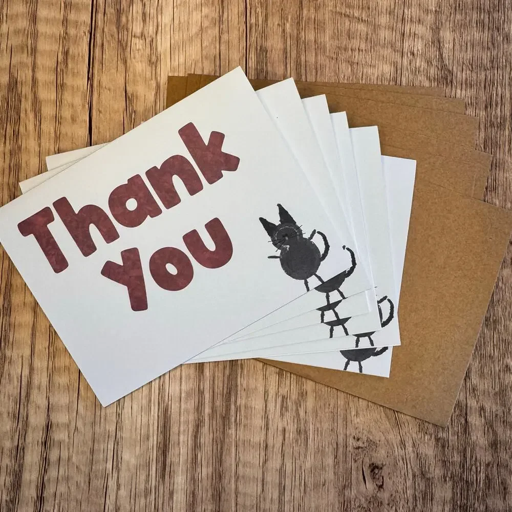 Greeting Cards Blank Cards Thank You Notes Black Cat Lover 6 w/Envelopes NEW!